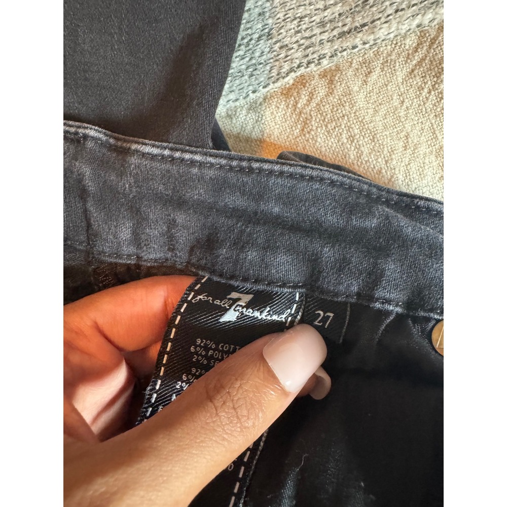7 For All Mankind Aubree High Waisted Skinny Jeans Black Denim 27 - Picture 6 of 8
